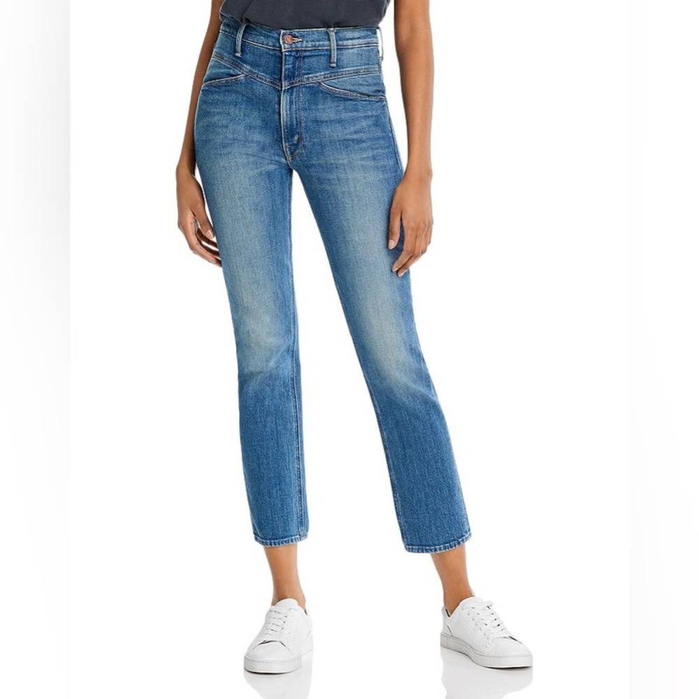 MOTHER Women's Blue Cropped Straight Leg Jeans